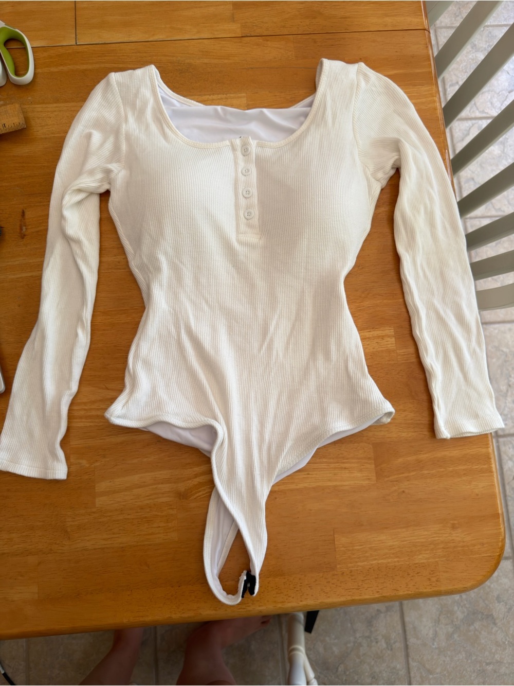 Klassy Network waffle long sleeve white bramisuit (READ DESCRIPTION)